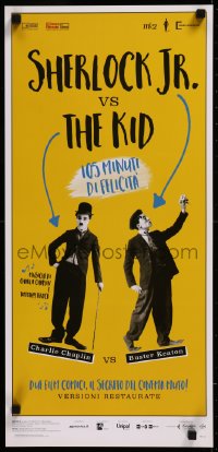 8j1243 SHERLOCK JR. VS THE KID Italian locandina 2010s Charlie Chaplin & Buster Keaton double-bill!