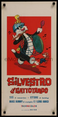 8j1246 SILVESTRO IL GATTOTARDO Italian locandina 1963 art of Sylvester the Cat and Tweety Bird!