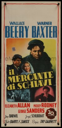 8j1251 SLAVE SHIP Italian locandina R1940s Warner Baxter, Wallace Beery, Mickey Rooney, Allan!