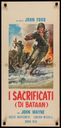 8j1269 THEY WERE EXPENDABLE Italian locandina R1960s John Ford, different art of Wayne in combat!
