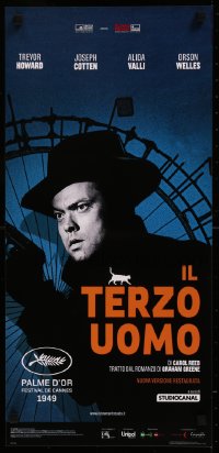 8j1272 THIRD MAN Italian locandina R2015 different c/u of Orson Welles with gun by Ferris wheel!