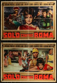 8j0839 ALONE AGAINST ROME group of 8 Italian 19x27 pbustas 1963 Solo contro Roma, Rossana Podesta!