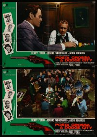 8j0823 BIG HAND FOR THE LITTLE LADY group of 9 Italian 19x27 pbustas 1966 Fonda, Woodward, poker!