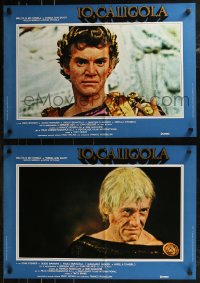 8j0846 CALIGULA group of 8 Italian 18x26 pbustas R1984 Malcolm McDowell, Penthouse's Bob Guccione!