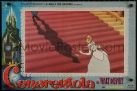 8j1007 CINDERELLA Italian 18x26 pbusta R1950s Walt Disney classic romantic musical fantasy cartoon!