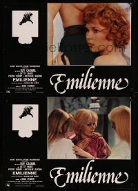 8j0850 EMILIENNE & NICOLE group of 8 Italian 18x26 pbustas 1976 ways of love too sensual for words!