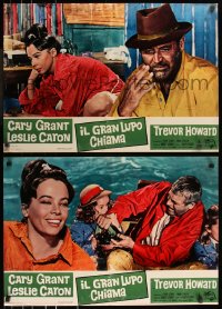 8j0790 FATHER GOOSE group of 10 Italian 19x27 pbustas 1965 sea captain Cary Grant w/ Leslie Caron!