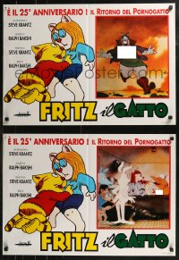 8j0983 FRITZ THE CAT group of 4 Italian 19x27 pbustas R1994 Ralph Bakshi sex cartoon, from R. Crumb!