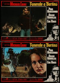 8j0851 FUNERAL IN BERLIN group of 8 Italian 18x27 pbustas 1967 Michael Caine, directed by Hamilton!