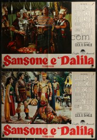 8j0915 SAMSON & DELILAH group of 7 Italian 19x27 pbustas R1959 Mature, DeMille Biblical classic!
