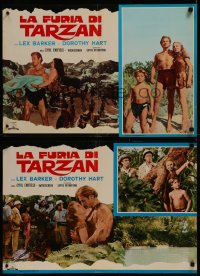 8j0957 TARZAN'S SAVAGE FURY group of 6 Italian 18x26 pbustas R1970s Lex Barker vs natives, Burroughs!