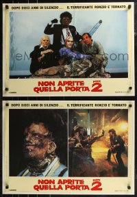 8j0959 TEXAS CHAINSAW MASSACRE PART 2 group of 6 Italian 19x26 pbustas 1986 Tobe Hooper horror sequel!
