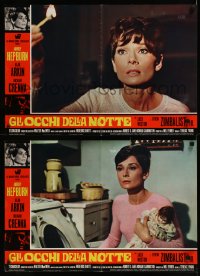 8j0763 WAIT UNTIL DARK group of 12 Italian pbustas 1968 blind Audrey Hepburn, crazy Alan Arkin!
