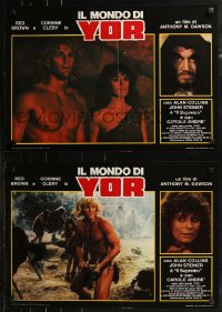 8j0895 YOR, THE HUNTER FROM THE FUTURE group of 8 Italian 18x26 pbustas 1982 Il mondo di Yor!