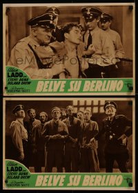 8j1014 HITLER - BEAST OF BERLIN group of 11 Italian 14x19 pbustas 1947 very young Alan Ladd pictured!