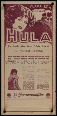 8j0011 HULA Swedish stolpe 1927 Clive Brook, different art of Clara Bow in Hawaii, ultra rare!