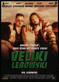 8j0616 BIG LEBOWSKI green title style Yugoslavian 19x27 1998 Bridges & Goodman stare at missing toe!