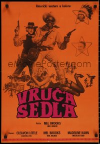 8j0618 BLAZING SADDLES Yugoslavian 19x28 1975 Mel Brooks, art of Gene Wilder and Cleavon Little!