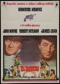 8j0637 EL DORADO Yugoslavian 20x28 1967 John Wayne, Robert Mitchum, Howard Hawks, big one with the big two!