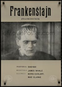 8j0646 FRANKENSTEIN Yugoslavian 19x26 1960s black & white close-up of Boris Karloff as the monster!