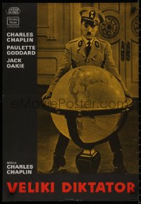 8j0657 GREAT DICTATOR Yugoslavian 19x28 R1960s Charlie Chaplin directs and stars, wacky WWII comedy!