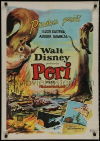 8j0692 PERRI Yugoslavian 20x28 1957 Disney's fabulous first in motion picture story-telling, wacky squirrels!