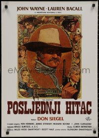 8j0712 SHOOTIST Yugoslavian 20x28 1976 best Richard Amsel artwork of cowboy John Wayne & cast!