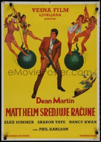 8j0747 WRECKING CREW Yugoslavian 20x28 1969 Dean Martin as Matt Helm, lots of sexy spy babes!