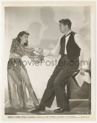 8k0044 BALL OF FIRE 8x10 still 1941 sexy Barbara Stanwyck pulls on Gary Cooper holding a book!