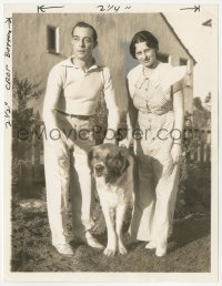 8k0075 BUSTER KEATON 6.5x8.5 news photo 1933 at home with his second wife & their big dog!