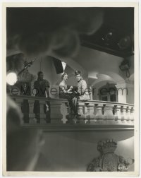 8k0083 CARAVAN candid 8x10.25 still 1934 Loretta Young & Holmes on balustrade of big castle set!
