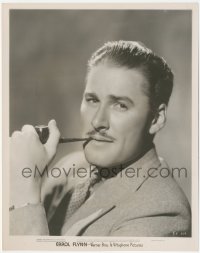 8k0139 ERROL FLYNN 8x10 still 1940s Warner Bros. studio portrait of the leading man with pipe!