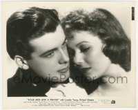 8k0159 FOUR MEN & A PRAYER 8.25x10.25 still 1938 romantic c/u of Loretta Young & Richard Greene!