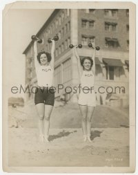 8k0230 JOAN CRAWFORD 8x10.25 still 1926 lifting weights on beach with Dorothy Sebastian!