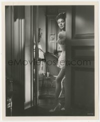 8k0287 MERRY WIDOW 8.25x10 still 1952 sexy Lana Turner in skimpy negligee hiding behind door!