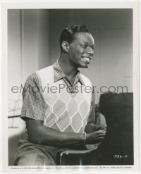 8k0306 NAT KING COLE MUSICAL STORY 8.25x10 still 1955 the legendary singer smiling at piano!