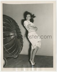 8k0317 NOTHING BUT THE TRUTH 7.25x9 news photo 1941 Paulette Goddard by giant fan w/airplane motor!