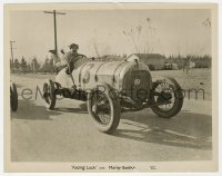 8k0349 RACING LUCK 8x10 still 1924 wacky image of Monty Banks flying out of his race car!