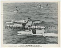 8k0360 RIDE THE WILD SURF 8x10.25 still 1964 Fabian, Tab Hunter & Peter Brown paddling their boards!
