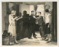 8k0480 WE FAW DOWN 7.75x9.75 still 1928 Stan & Ollie get caught sneaking out by their wives, rare!