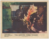 8k1158 ROCKING HORSE WINNER English LC 1949 John Mills setting fire to Davies' rocking horse!