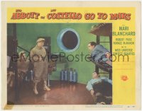 8k0738 ABBOTT & COSTELLO GO TO MARS LC #8 1953 wacky astronauts Bud & Lou with gun in outer space!