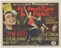 8k0568 AMERICAN IN PARIS TC 1951 great art of Gene Kelly & Leslie Caron dancing by Eiffel Tower!