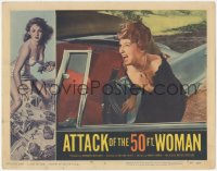 8k0773 ATTACK OF THE 50 FT WOMAN LC #1 1958 terrified screaming Allison Hayes by convertible!
