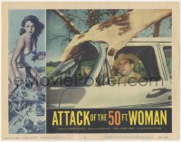 8k0776 ATTACK OF THE 50 FT WOMAN LC #6 1958 special effects image of enormous hand grabbing car!