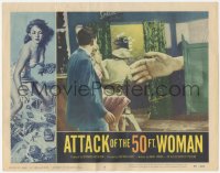 8k0777 ATTACK OF THE 50 FT WOMAN LC #7 1958 wacky fx image of giant hand attacking through doorway!