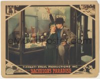 8k0780 BACHELOR'S PARADISE LC 1928 Sally O'Neill & Ralph Graves flirting by pawn shop window!