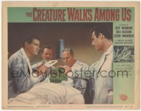 8k0847 CREATURE WALKS AMONG US LC #4 1956 Jeff Morrow, Rex Reason & others examine wounded monster!