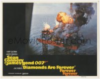 8k0872 DIAMONDS ARE FOREVER int'l LC #6 R1980 James Bond spy action, cool image of oil rig blowing up!