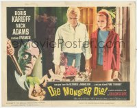 8k0874 DIE, MONSTER, DIE LC #8 1965 cool border art of Boris Karloff, c/u of Nick Adams & Susan Farmer!